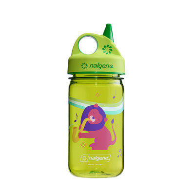 Nalgene Grip-n-Gulp Sustain Παιδικό Μπουκάλι Νερού 0,35 l με Καπάκι, Πράσινο, Musical Lion