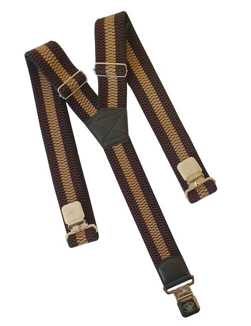 TopGal Natur Stripes clip τιράντες παντελονιού, καφέ