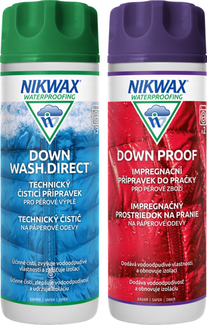 Nikwax Twin Down Wash.Direct / Proof σετ 2 τεμάχια προϊόντων καθαρισμού 300ml