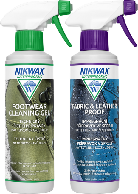 Nikwax Twin Fabric & Leather Spray / Footwear Cleaning Gel σετ 2 τεμαχίων προϊόντων καθαρισμού 300ml