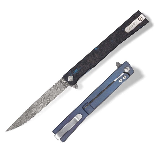 OCASO Solstice Μαχαίρι με Μηχανισμό Κλεισίματος Damascus Blue