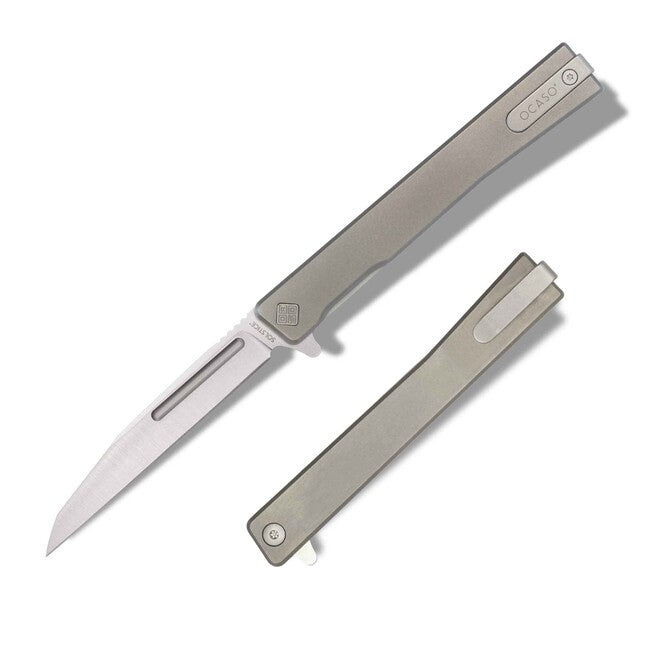 OCASO Solstice Μαχαίρι Πτυσσόμενο Titanium + Satin / Wharncliffe