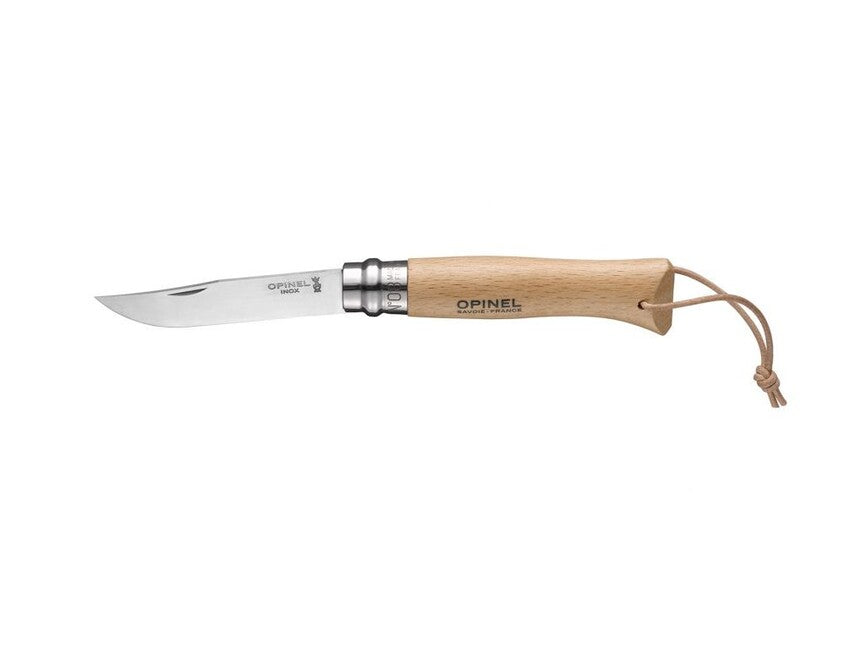 Opinel VRI N°08 Μαχαίρι Πτυσσόμενο με Δερμάτινο Κορδόνι, Καφέ