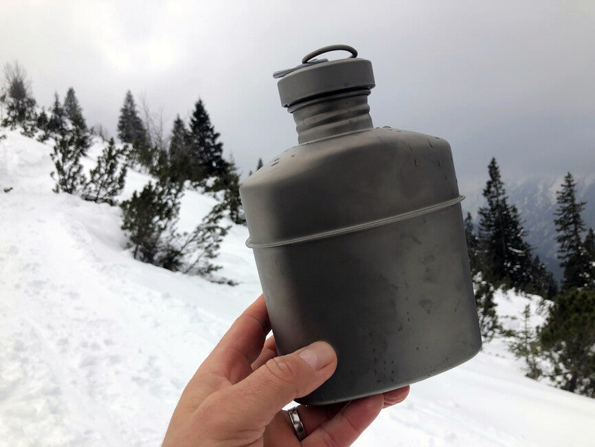 Origin Outdoors Τιτάνια Κανάτα με Καραμπίνα και Θήκη Μεταφοράς 1 L Canteen