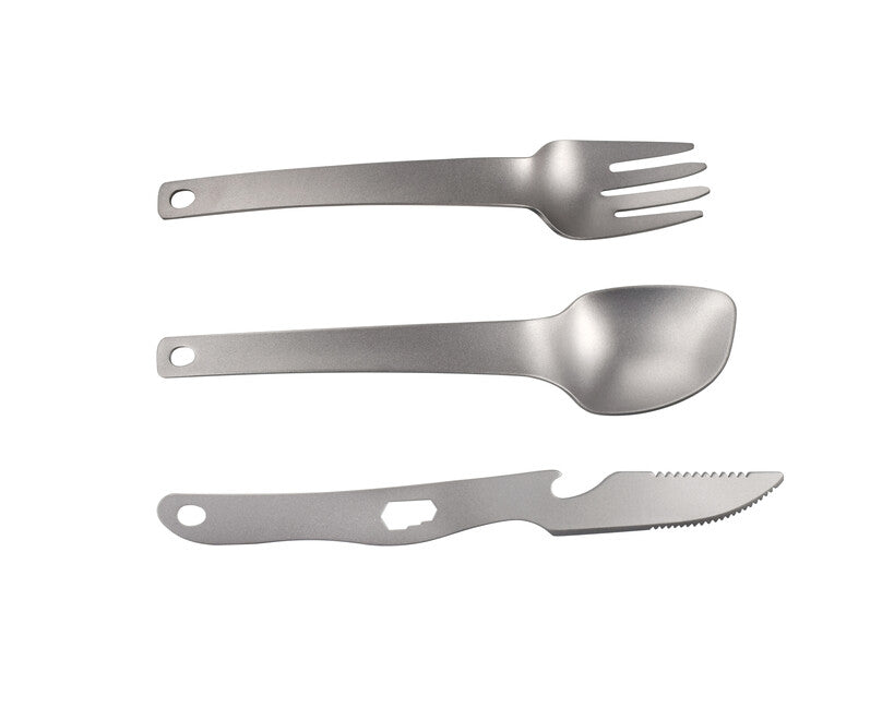 Origin Outdoors Titanium Recent Τιτανένιο Σετ Μαχαιροπίρουνων 3 τεμαχίων με Ανοιχτήρι και Κλειδί
