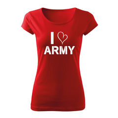 DRAGOWA γυναικείο κοντομάνικο μπλουζάκι I love army 150 g/m², κόκκινο