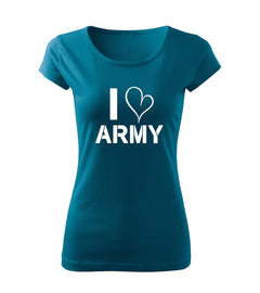 DRAGOWA γυναικείο μπλουζάκι I love army 150 g/m², μπλε πετρόλ