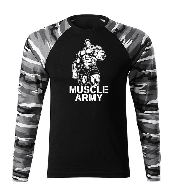DRAGOWA Fit-T μπλουζάκι με μακρύ μανίκι ανδρικό muscle army