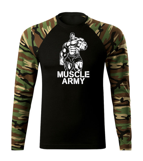 DRAGOWA Fit-T μπλουζάκι με μακριά μανίκια muscle, army man