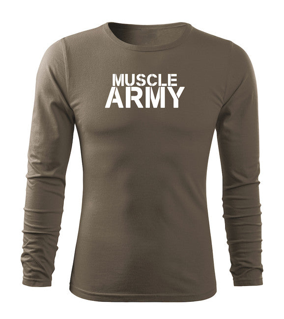 DRAGOWA Fit-T μπλουζάκι με Μακριά Μανίκια Muscle Army