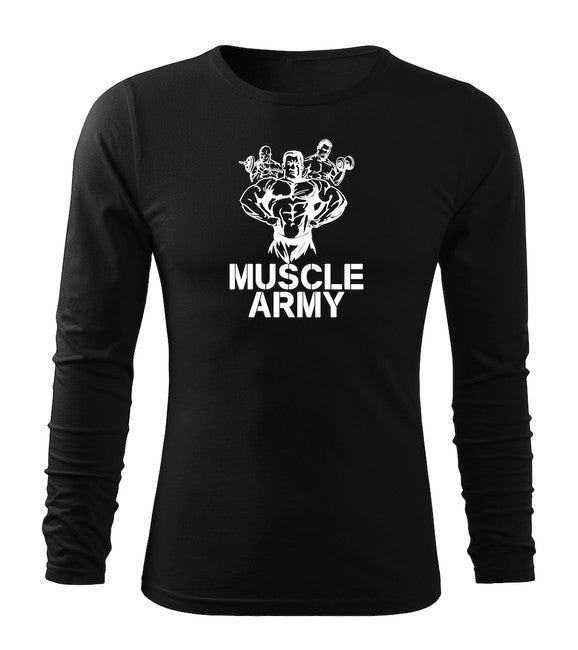 DRAGOWA Fit-T μπλουζάκι με μακρύ μανίκι army team muscle