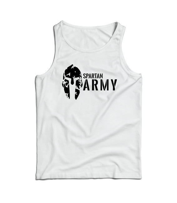 DRAGOWA Spartan Army ανδρικό αμάνικο μπλουζάκι 160g/m2, λευκό