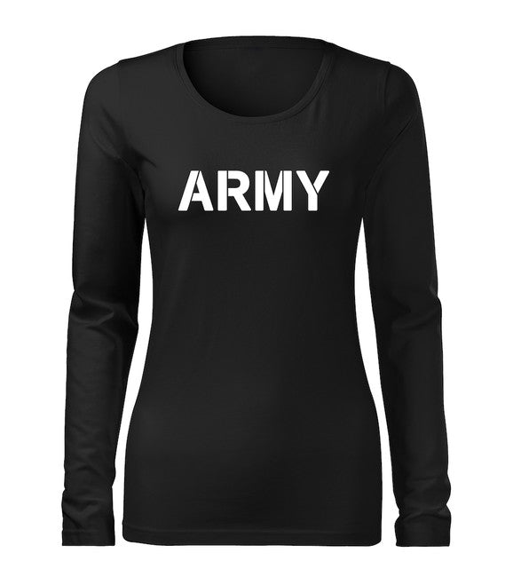DRAGOWA Slim μπλουζάκι γυναικείο με μακριά μανίκια, army