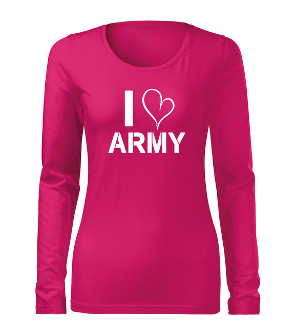 DRAGOWA Slim μπλουζάκι γυναικείο με μακρύ μανίκι I Love Army