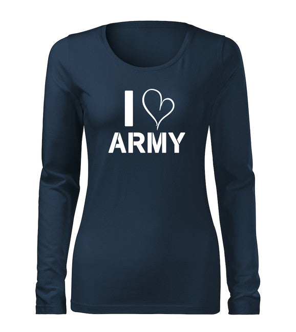DRAGOWA Slim μπλουζάκι γυναικείο με μακρύ μανίκι i love army