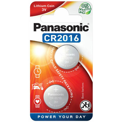Panasonic CR 2016 Μπαταρία Λιθίου Κουμπί, 2 τεμάχια