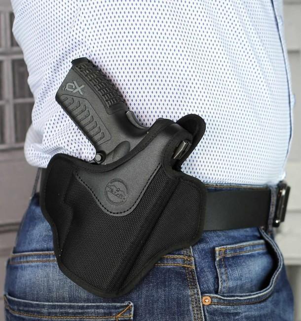 Falco Mayer OWB pancake θήκη μέσης nylon με ασφάλεια αντίχειρα HK P30, μαύρο δεξιό
