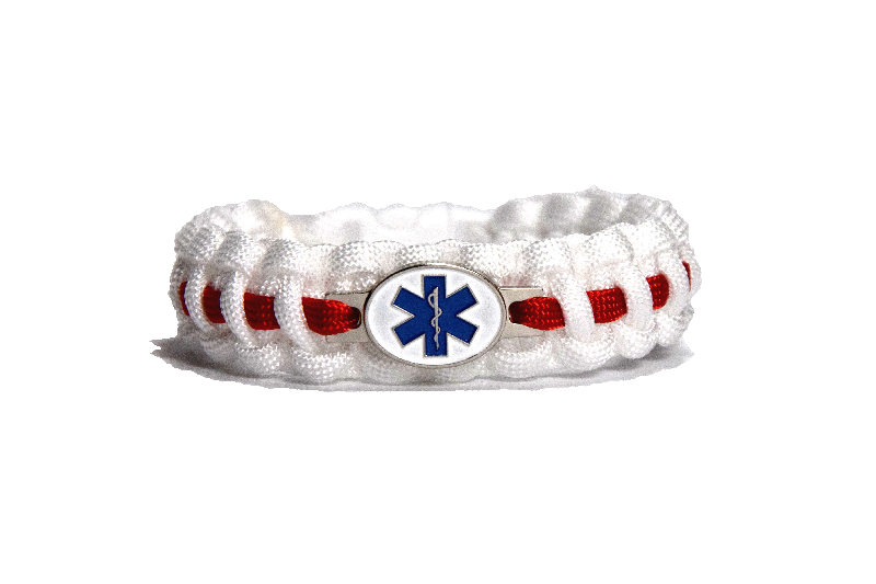 Cordell Βραχιόλι Paracord Υπερήφανος Διασώστης, λευκό-κόκκινο, πλάτος 1,9cm