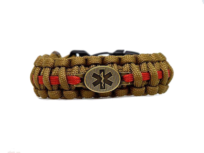 Cordell Paracord Βραχιόλι Στρατιωτικός Διασώστης, coyote, πλάτος 2,4cm, κλιπ κλεισίματος