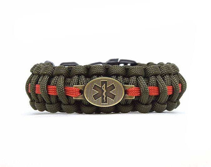 Cordell Σχοινί Paracord Βραχιόλι Στρατιωτικός Διασώστης, Λαδί, Κλιπ Κλειστήρα, Πλάτος 2,4cm
