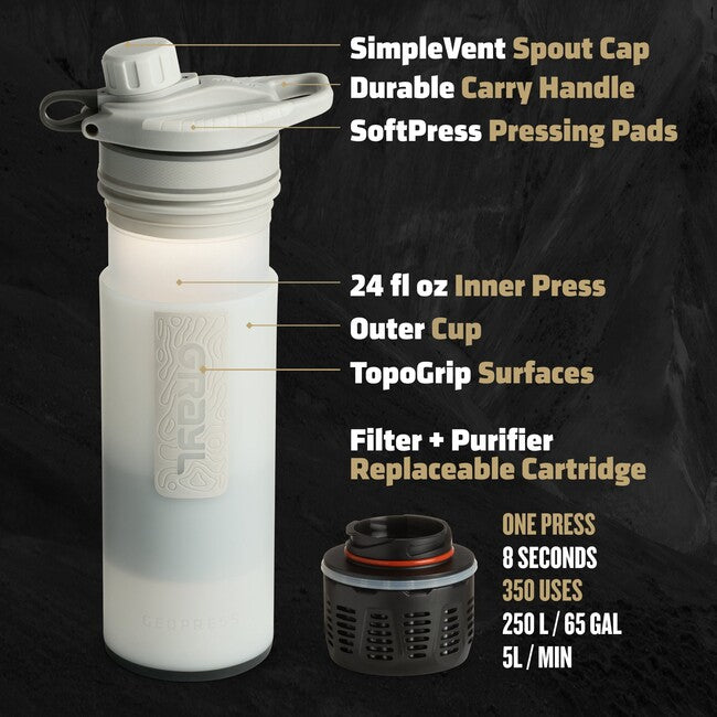 GRAYL GeoPress Φιλτρέρ Φιάλη 710 ml, Alpine White