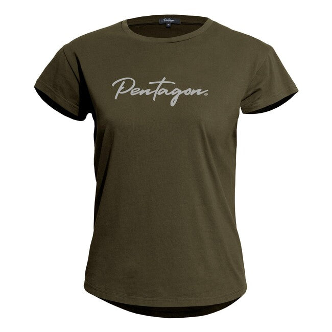 Pentagon Whisper Calligraphy Μπλουζάκι Κοντό Γυναικείο, RAL7013