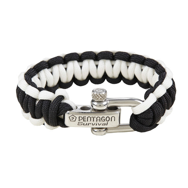 Pentagon Βραχιόλι Paracord, Μαύρο-Λευκό