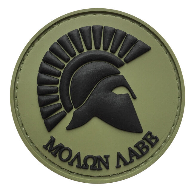 WARAGOD Στρογγυλή Molon Labe Μπάλωμα PVC, Λαδί και Μαύρο