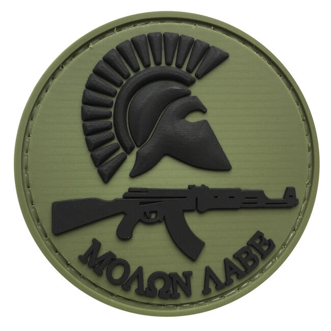 WARAGOD Στρογγυλό Molon Labe with Rifle Patch PVC, Λαδί και Μαύρο