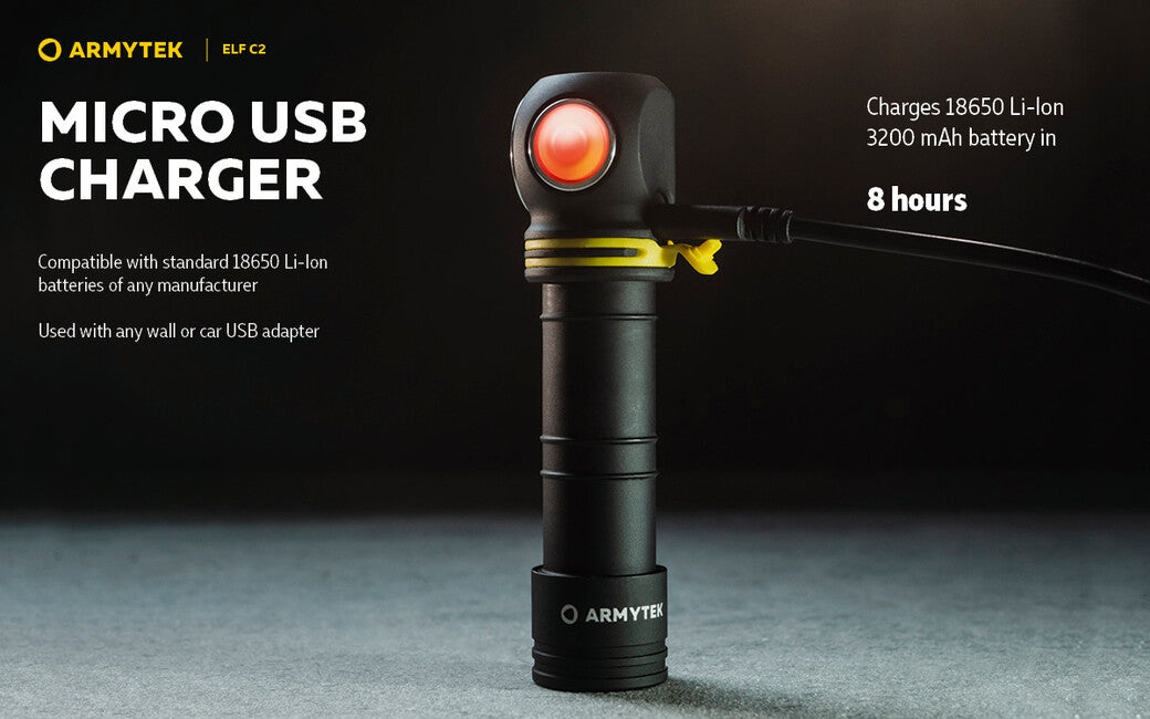 Armytek Elf C2 Micro USB Headlamp, Warm White, Battery Powered, 1023 lm