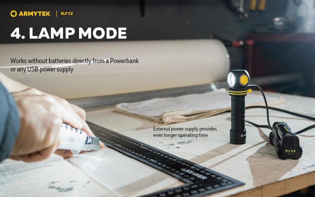 Armytek Elf C2 Micro USB Headlamp, Warm White, Battery Powered, 1023 lm