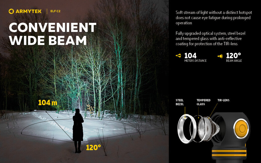 Armytek Elf C2 Micro USB Headlamp, Warm White, Battery Powered, 1023 lm