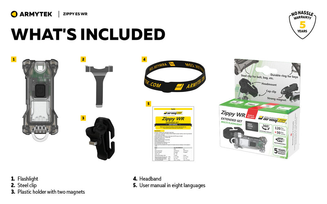ArmyTek Zippy WR ES Φακός Φορητός Σετ, γκρι