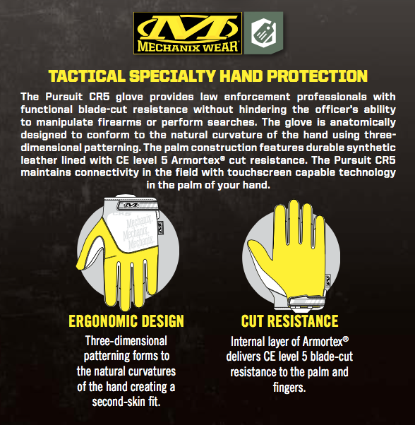 Mechanix Wear Pursuit D-5 Γάντια Προστασίας από Κοψίματα, Μαύρο