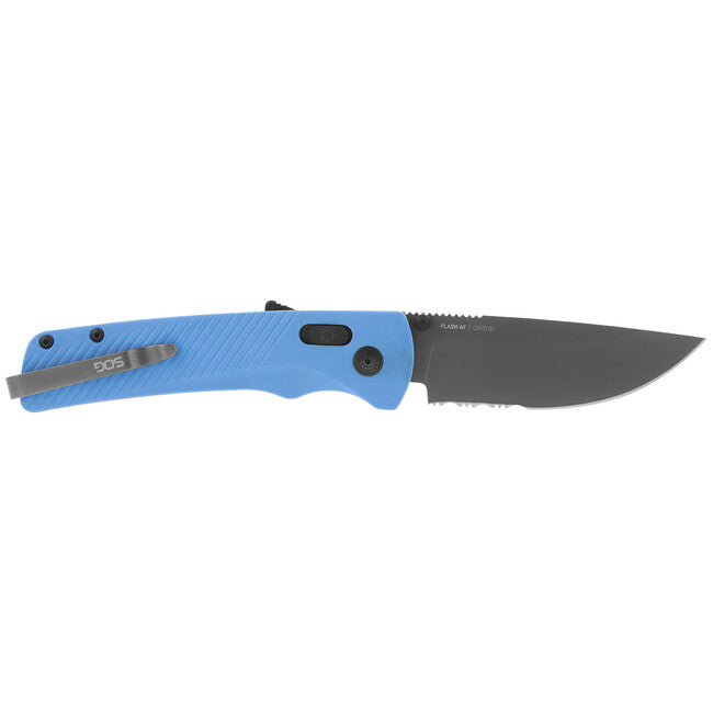 SOG FLASH AT Μαχαίρι Αναδιπλούμενο Partially Serrated, CIVIC CYAN