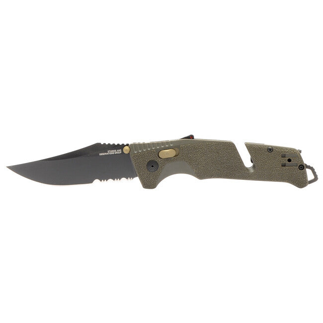 SOG Trident AT Μαχαίρι Αναδιπλούμενο, Olive Drab, Μερικώς Τραχύ