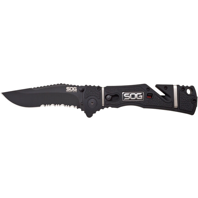SOG Trident Elite Μαχαίρι Flipper με Μερικές Οδοντώσεις, Μαύρο TiNi