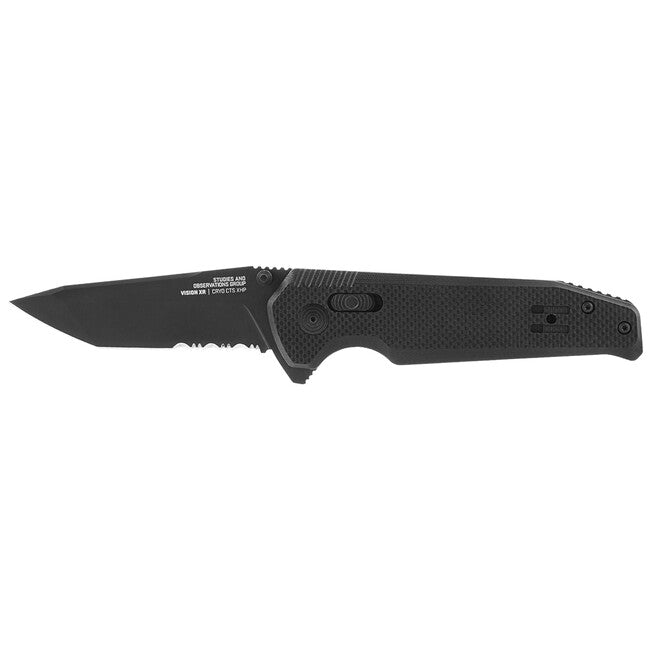 SOG VISION XR Μαχαίρι Πτυσσόμενο, Μαύρο, Μερικώς Οδοντωτό