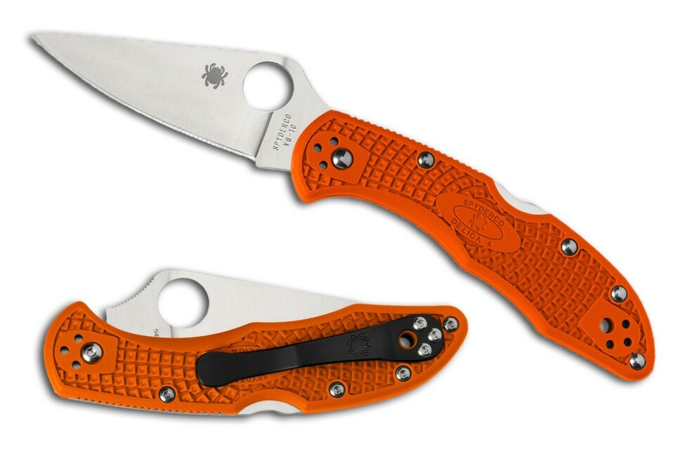 Spyderco Delica 4 Lightweight Flat Ground μαχαίρι τσέπης 7,5 cm, πορτοκαλί, FRN