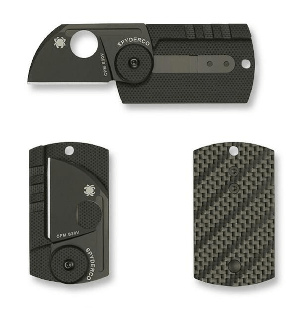 Spyderco Dog Tag Folder Μαχαίρι Τσέπης Λαιμού 3,1 cm, μαύρο, ανθρακόνημα, G10