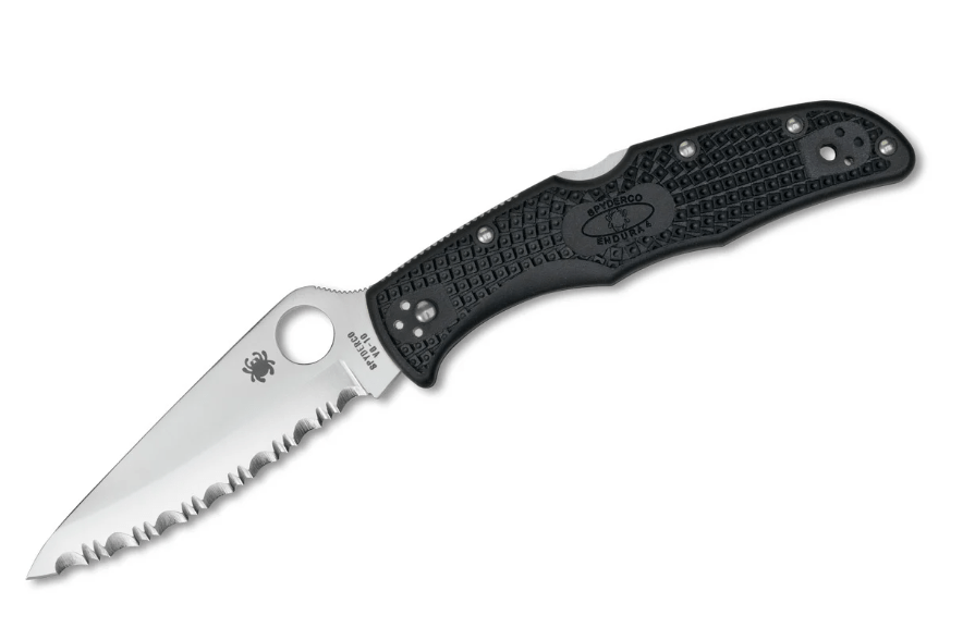 Spyderco Endura 4 Lightweight Σπαθί Τσέπης Serrated 9,5cm, Μαύρο, FRN