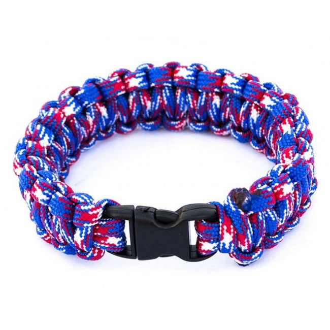 O&T Βραχιόλι Paracord Πλαστική Αγκράφα, Λευκό-Μπλε-Κόκκινο