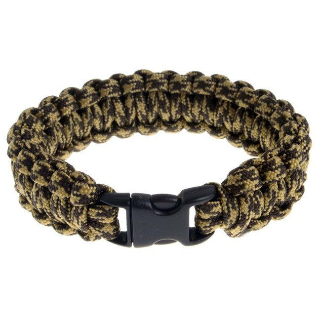 O&T Βραχιόλι Paracord πλαστική πόρπη, χακί-καφέ