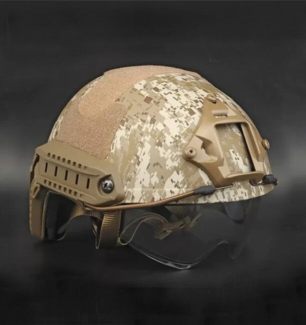 DRAGOWA Tactical Fast MH τακτική κράνος με γυαλιά Charger, Digital Desert (χωρίς πιστοποίηση)
