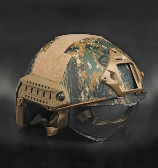 DRAGOWA Tactical Fast MH τακτική κράνος με γυαλιά Charger, Digital Woodland (χωρίς πιστοποίηση)