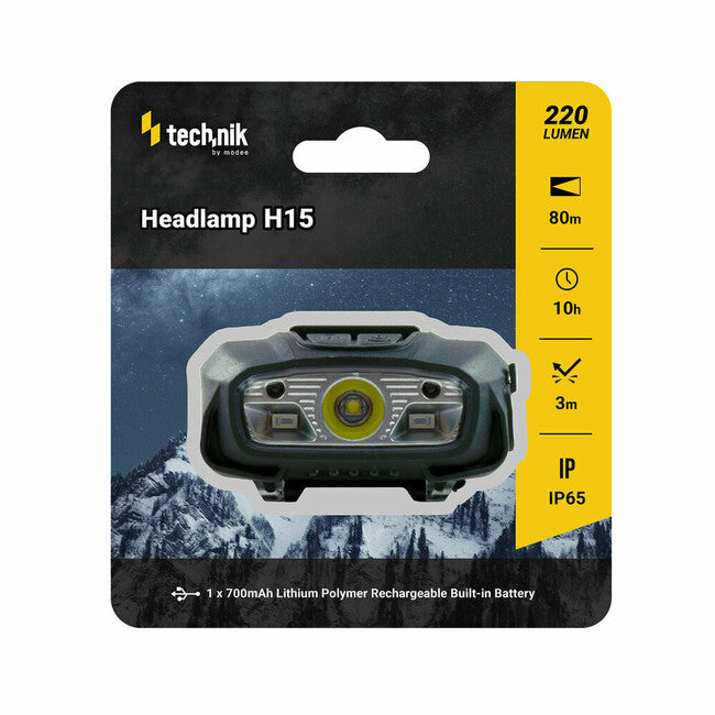 Technik XTE Κεφαλόφωτο LED με Επένδυση Κόκκινο Φως Στροβοσκόπιο USB-C