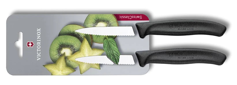 Victorinox Swiss Classic Σετ 2 Τεμαχίων Μαχαιριών με Οδοντωτή Λάμα, Μαύρο