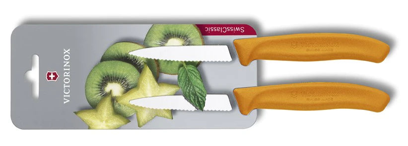 Victorinox Swiss Classic Σετ 2 Μαχαιριών με Δοντωτή Λάμα, Πορτοκαλί