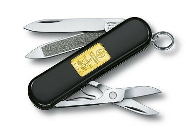 Victorinox Classic Gold Ingot Πολυλειτουργικό Μαχαίρι 58 mm, Μαύρο, Χρυσή Τούβλα, 7 Λειτουργίες