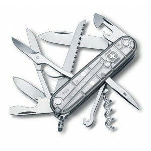 Victorinox Huntsman SilverTech Μαχαίρι Πολλαπλών Χρήσεων 91mm Blister, 15 Λειτουργίες, Διάφανο